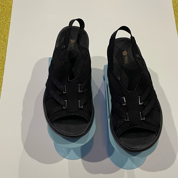 Bzees Shoes - Bzees Black Sparkle Sandals Low Heal